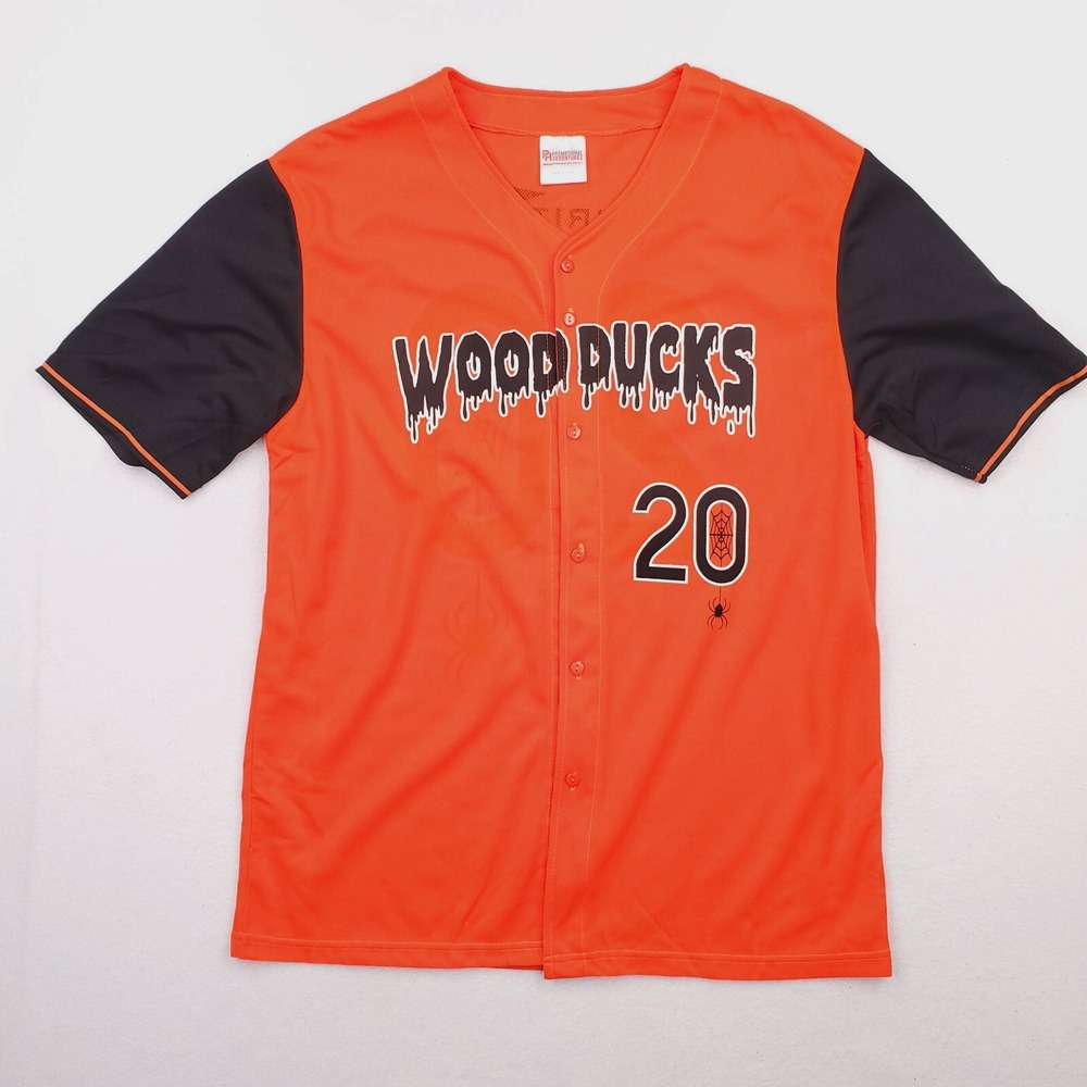 Down East Wood Ducks Jersey Mens‎ XL Orange Black Woodies Halloween MILB Kinston